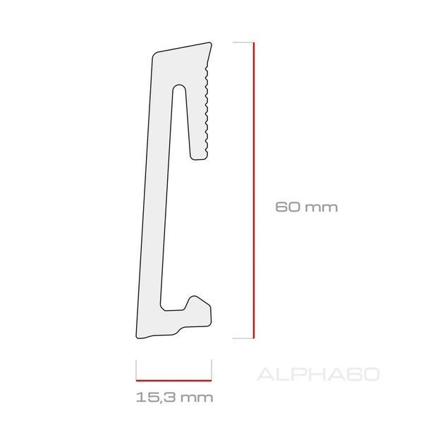 Плінтус Salag полімерний Alpha Сірий 60 мм HL-SALA-36D4D0C9 фото